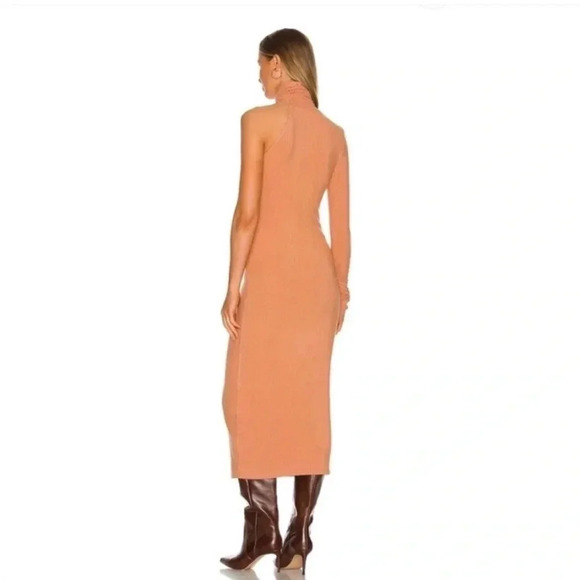 Lovers + Friends Trisha ribbed nude one sleeve midi dress - Picture 3 of 8